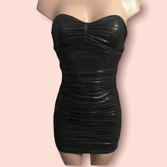 Stretchy Metallic Grey Dress size M - Picture 3 of 3